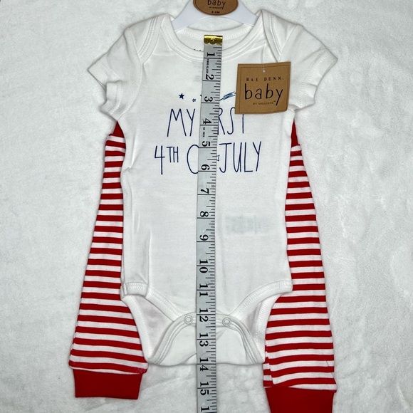 Rae Dunn New Baby Onesie Set MY FIRST 4th OF JULY Red White Blue 3 to 6 Months - Picture 6 of 17